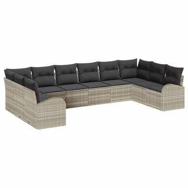 Tuinbankenset 10 st Lichtgrijs poly rattan