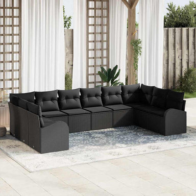 Tuinbankenset 10 st Zwart poly rattan
