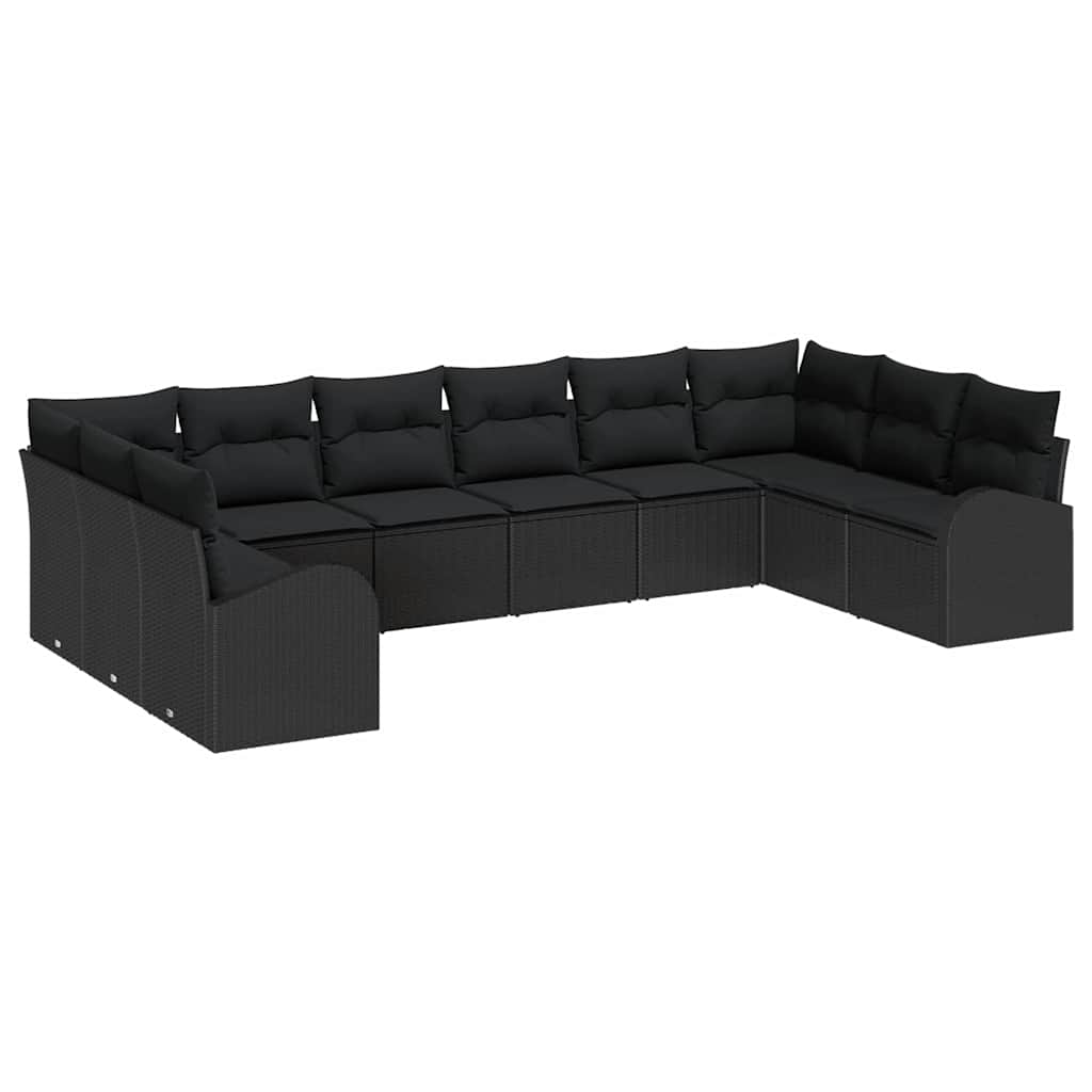 Tuinbankenset 10 st Zwart poly rattan