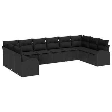 Tuinbankenset 10 st Zwart poly rattan