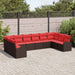 Tuinbankenset 10 st Bruin en Rood poly rattan