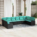 Tuinbankenset 10 st Zwart en Turquoise poly rattan