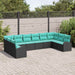 Tuinbankenset 10 st Zwart en Turquoise poly rattan