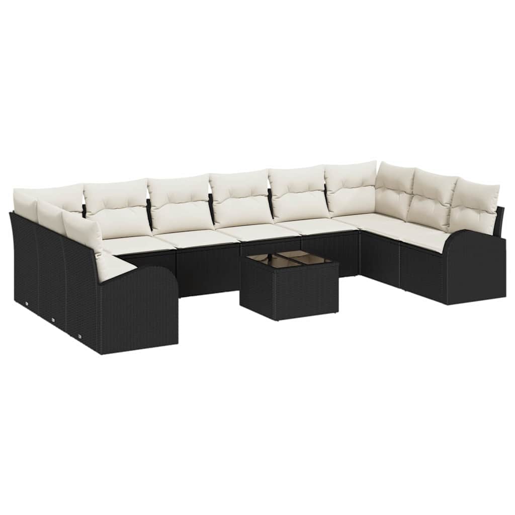 Tuinbankenset 11 st Bruin en Crème poly rattan