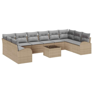 Tuinbankenset 11 st Beige en Licht Grijs poly rattan