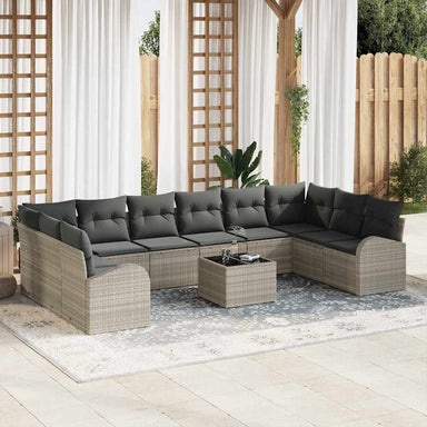 Tuinbankenset 11 st Lichtgrijs poly rattan