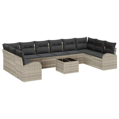 Tuinbankenset 11 st Lichtgrijs poly rattan