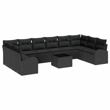 Tuinbankenset 11 st Zwart poly rattan