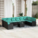 Tuinbankenset 11 st Zwart en Turquoise poly rattan