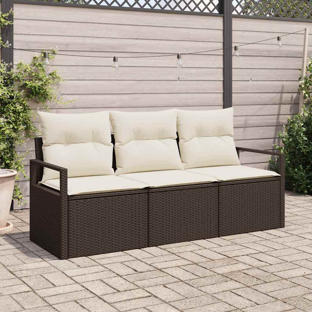 Tuinbankenset 3 st Bruin en wit poly rattan