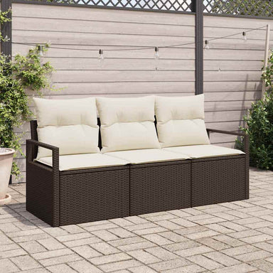 Tuinbankenset 3 st Bruin en wit poly rattan