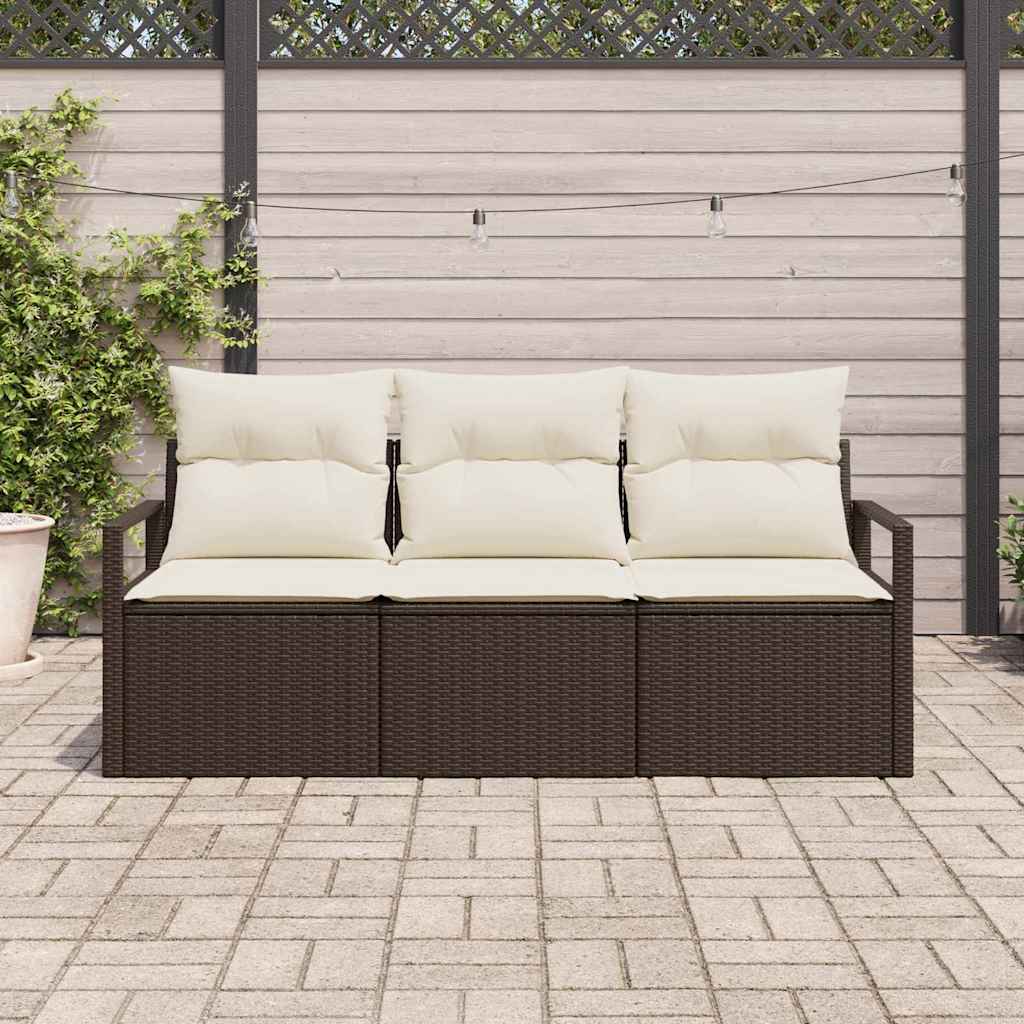 Tuinbankenset 3 st Bruin en wit poly rattan