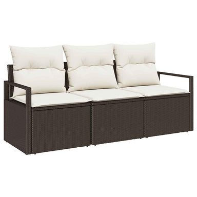 Tuinbankenset 3 st Bruin en wit poly rattan