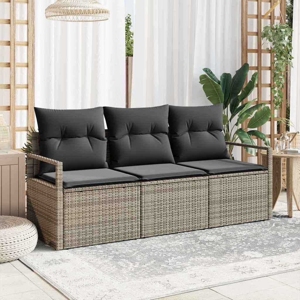 Tuinbankenset 3 st Grijs poly rattan