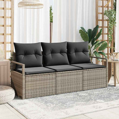 Tuinbankenset 3 st Grijs poly rattan