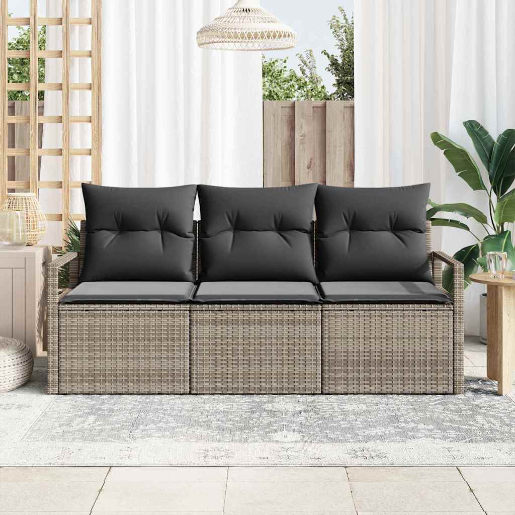 Tuinbankenset 3 st Grijs poly rattan