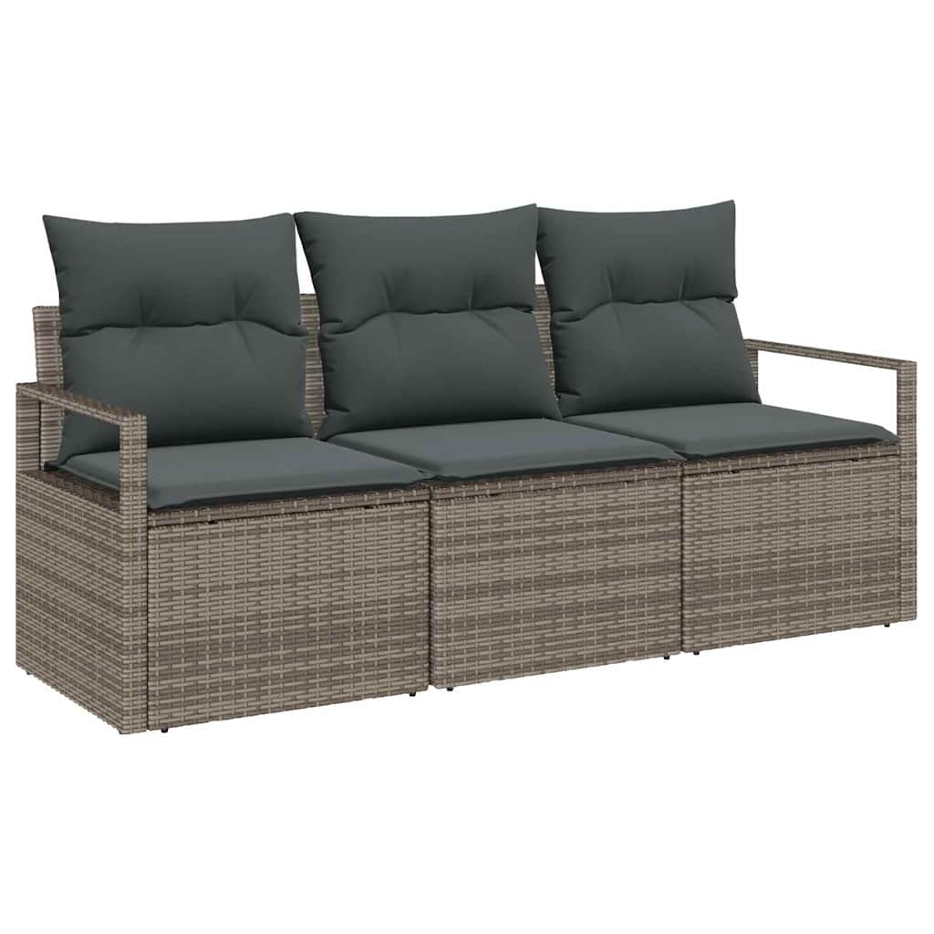 Tuinbankenset 3 st Grijs poly rattan