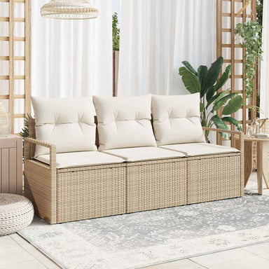 Tuinbankenset 3 st Beige en Wit poly rattan