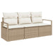 Tuinbankenset 3 st Beige en Wit poly rattan