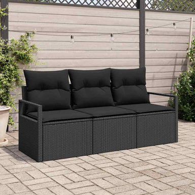 Tuinbankenset 3 st Zwart poly rattan