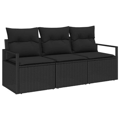 Tuinbankenset 3 st Zwart poly rattan