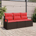 Tuinbankenset 3 st Bruin en Rood poly rattan