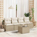 Bankstel met kussen met opslag 5 pcs Beige en Crème poly rattan
