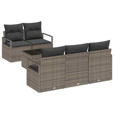 Tuin Sofa Set 6 st 5-Aantal zitplaatsen Grijs poly rattan