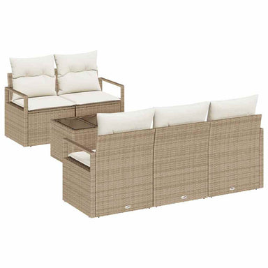 Tuin Sofa Set 6 st 5-Aantal zitplaatsen Beige en Crème
