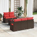 Tuin Sofa Set 6 st 5-Aantal zitplaatsen Beige en Rood
