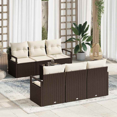 Tuin Sofa Set 7 st 6-Aantal zitplaatsen Bruin en Crème