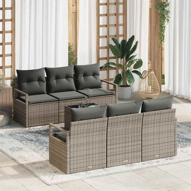 Tuin Sofa Set 7 st 6-Aantal zitplaatsen Grijs poly rattan