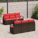Tuin Sofa Set 7 st 6-Aantal zitplaatsen Beige en Rood
