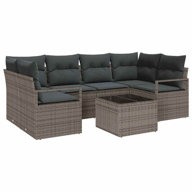Tuin Sofa Set 7 st 6-Aantal zitplaatsen Grijs poly rattan