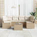 Tuin Sofa Set 7 pcs Beige en Crème Poly rattan, staal en glas