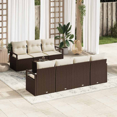Tuin Sofa Set 8 st 7-Aantal zitplaatsen Bruin en Crème