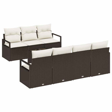 Tuin Sofa Set 8 st 7-Aantal zitplaatsen Bruin en Crème