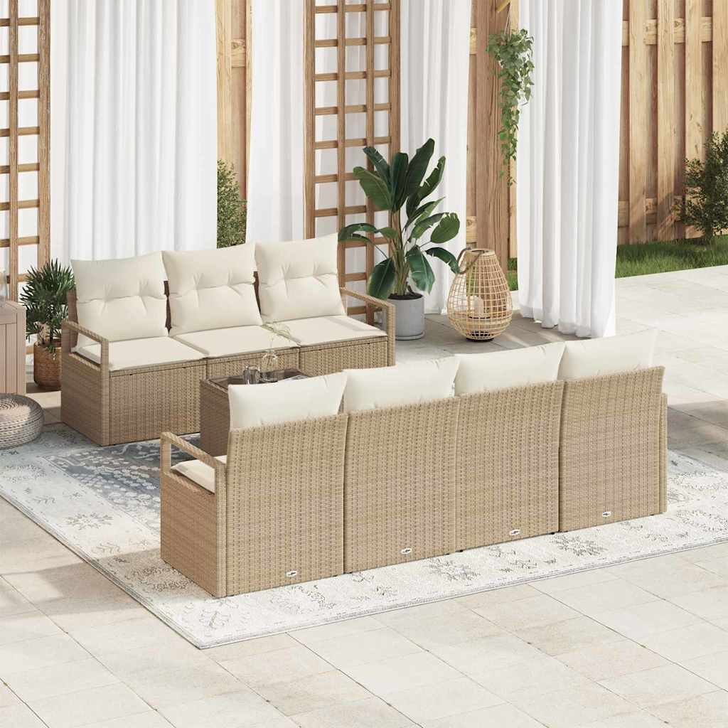 Tuin Sofa Set 8 st 7-Aantal zitplaatsen Beige en Crème