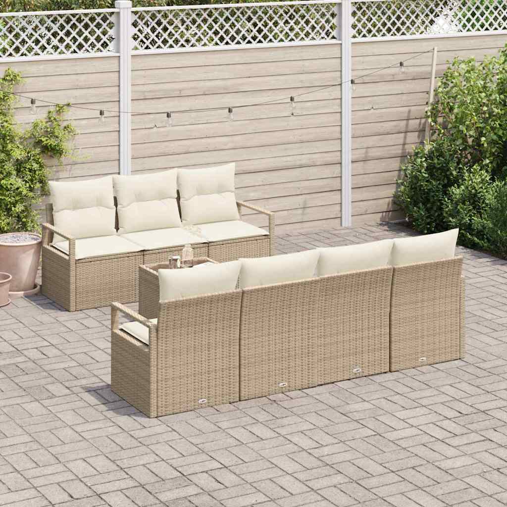 Tuin Sofa Set 8 st 7-Aantal zitplaatsen Beige en Crème