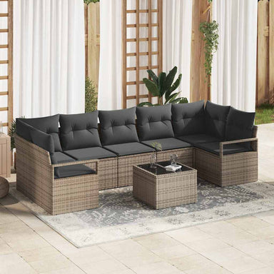 Tuin Sofa Set 8 st 7-Aantal zitplaatsen Grijs poly rattan
