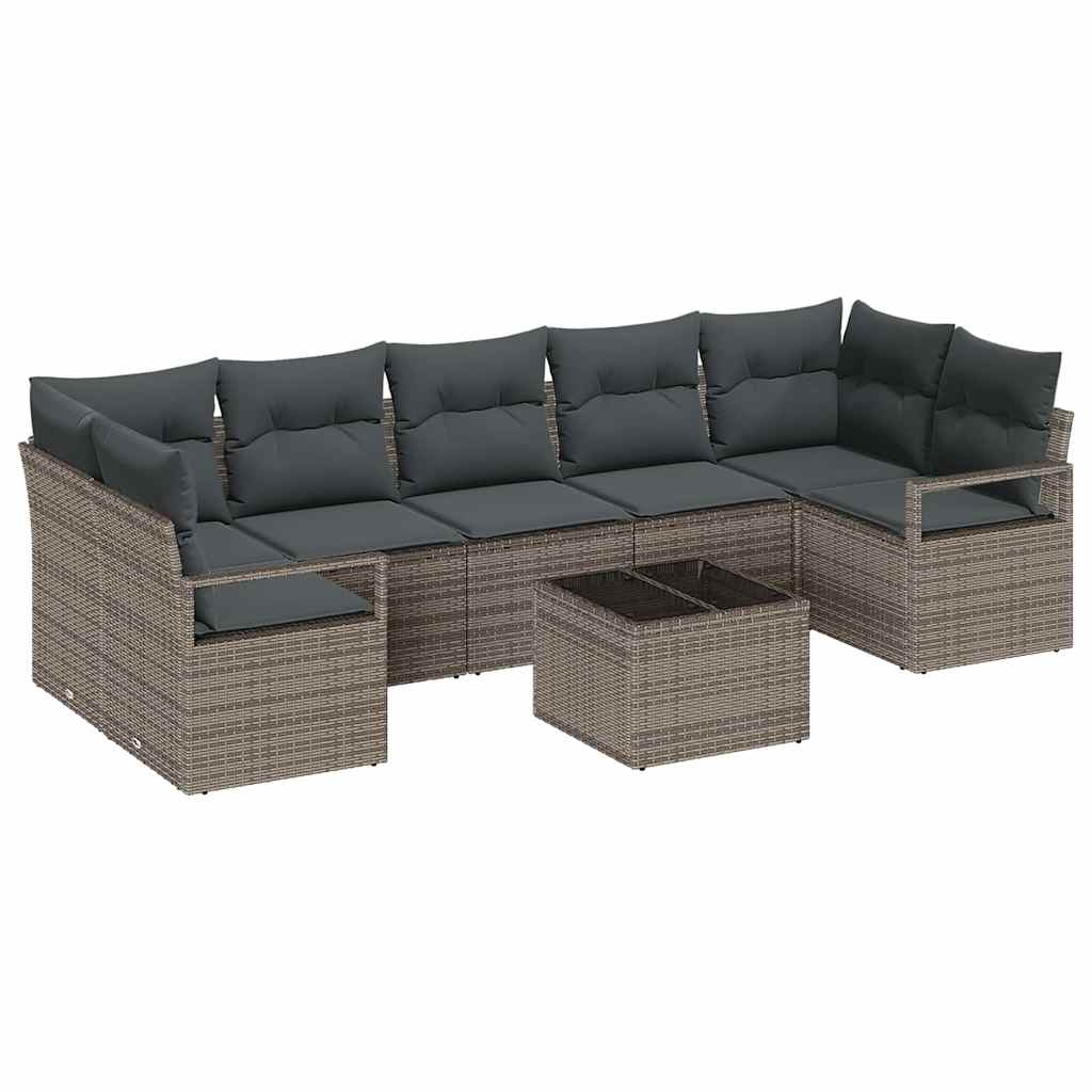 Tuin Sofa Set 8 st 7-Aantal zitplaatsen Grijs poly rattan