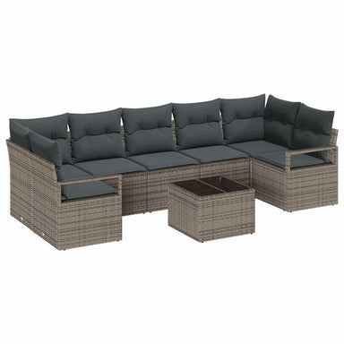 Tuin Sofa Set 8 st 7-Aantal zitplaatsen Grijs poly rattan