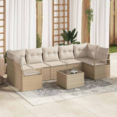 Tuin Sofa Set 8 st 7-Aantal zitplaatsen Beige en Crème