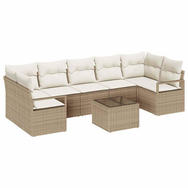 Tuin Sofa Set 8 st 7-Aantal zitplaatsen Beige en Crème