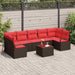 Tuin Sofa Set 8 st 7-Aantal zitplaatsen Beige en Rood