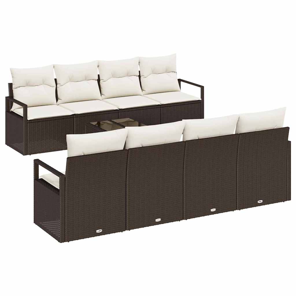 Tuin Sofa Set 9 st 8-Aantal zitplaatsen Bruin en Crème