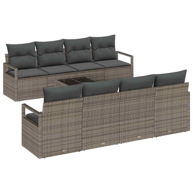 Tuin Sofa Set 9 st 8-Aantal zitplaatsen Grijs poly rattan