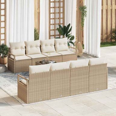 Tuin Sofa Set 9 st 8-Aantal zitplaatsen Beige en Crème