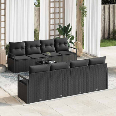 Tuin Sofa Set 9 st 8-Aantal zitplaatsen Zwart poly rattan