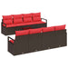Bankstel 9 st 8-Aantal zitplaatsen Beige en Rood poly rattan